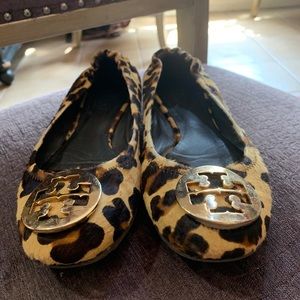 Tory Burch REVA leopard print calf hair flat